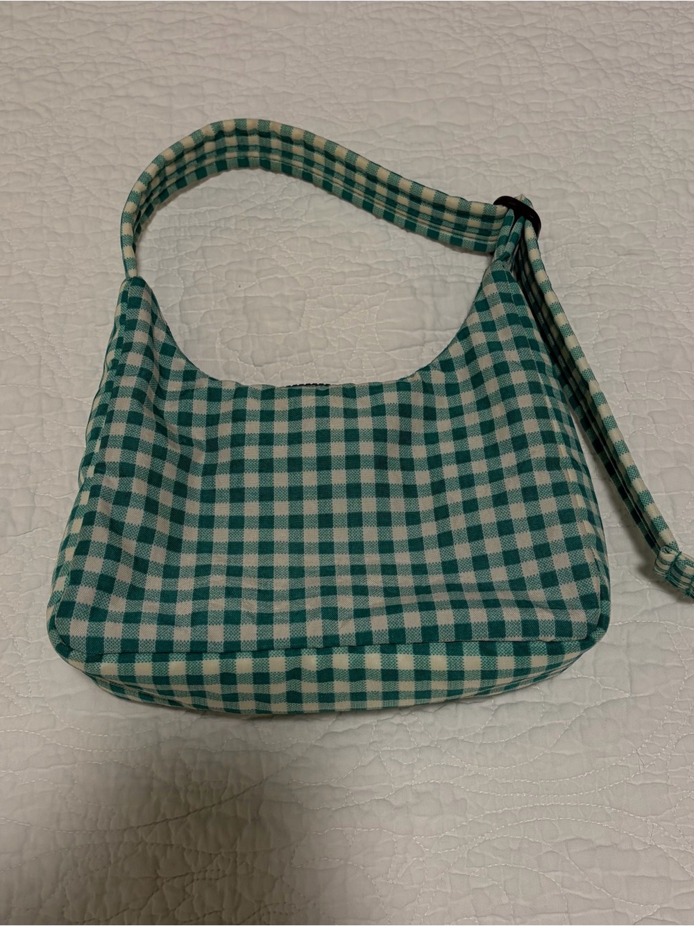 Baggu Green Gingham Mini Nylon Shoulder Bag - Picture 2 of 4